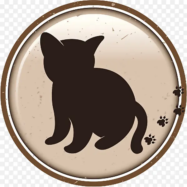 圆形的卡通猫咪和脚印标志