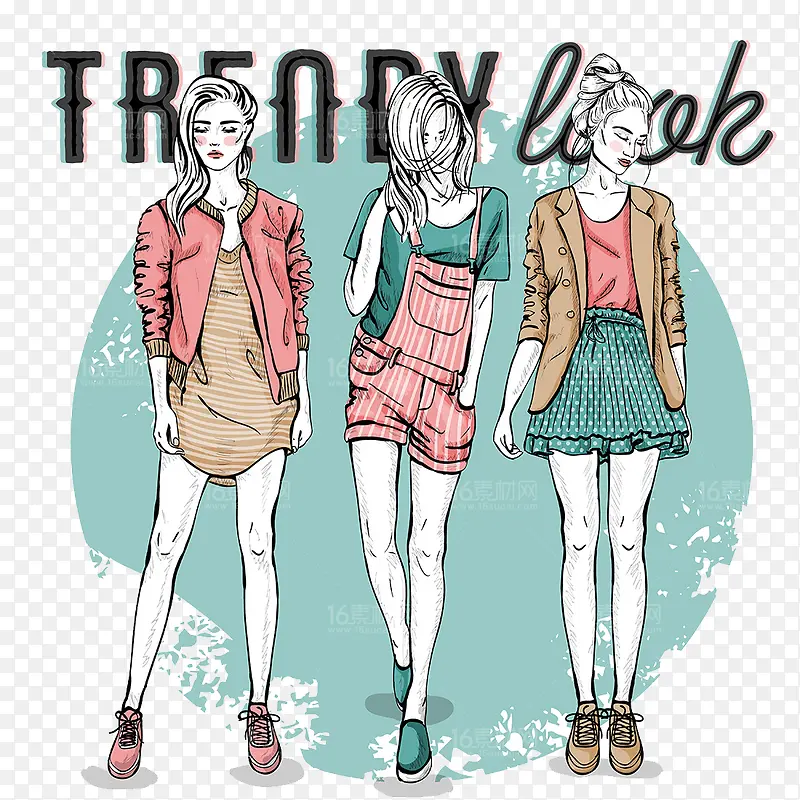 时尚潮流女性插画矢量素材
