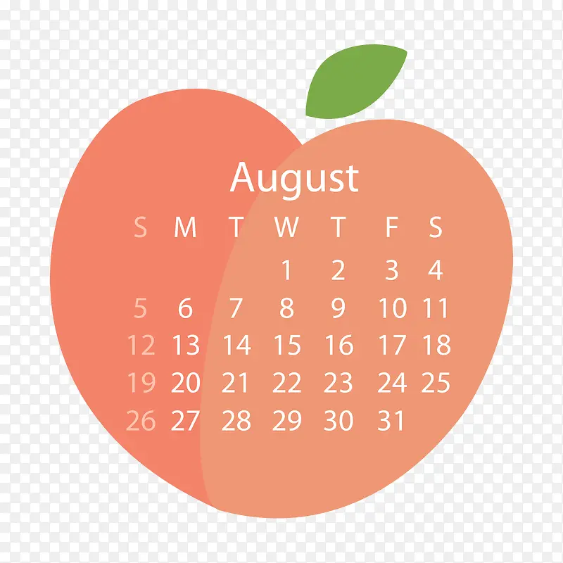 粉色2018年8月桃子水果日历