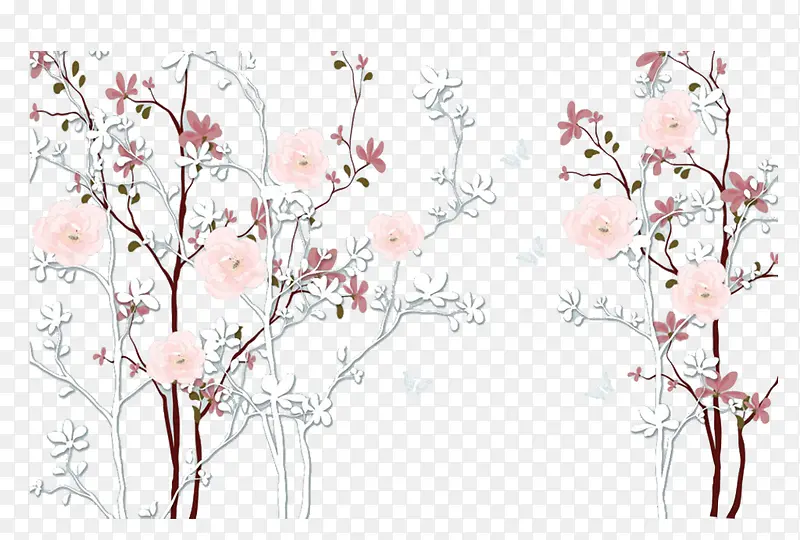 手绘玫瑰树装饰