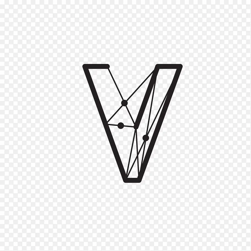 黑色的V字母免抠素材