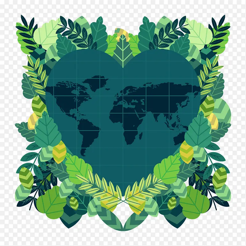 绿色植物世界环境日海报矢量图