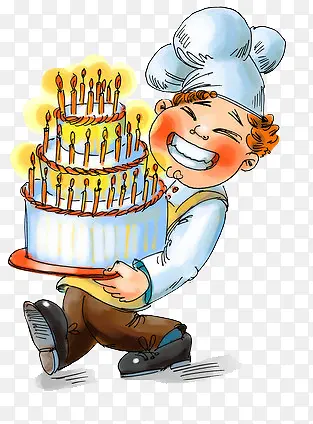 一厨师做的生日蛋糕卡通
