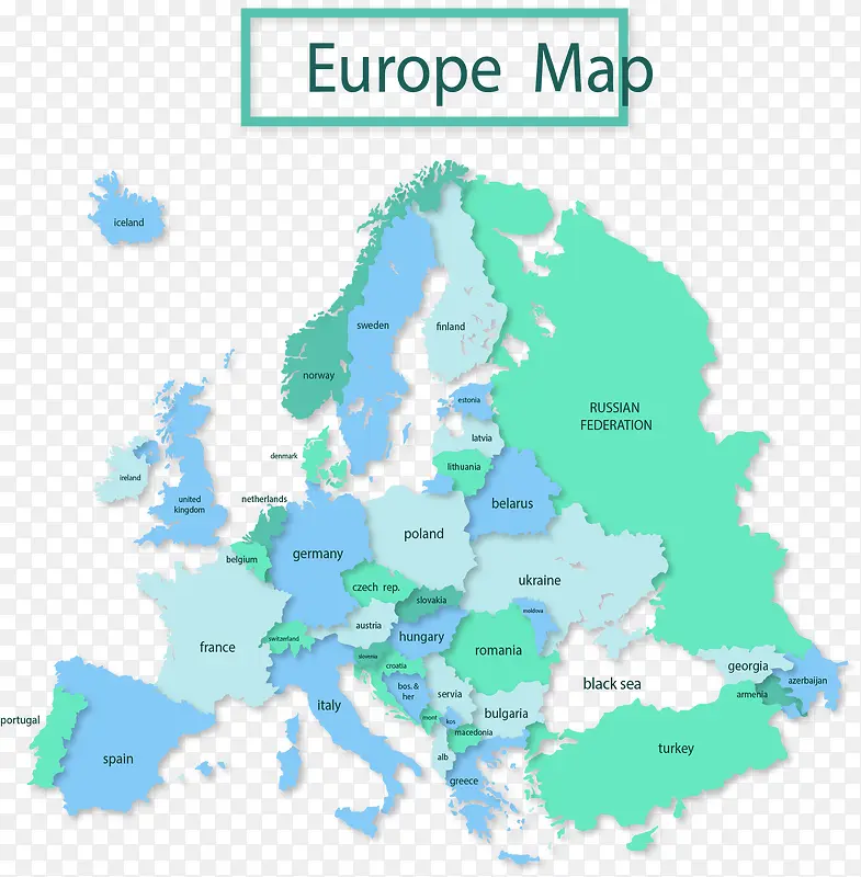 绿色欧洲地图