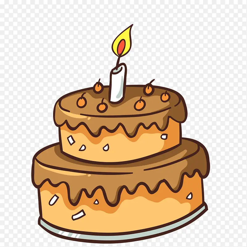 卡通棕色的生日蛋糕设计