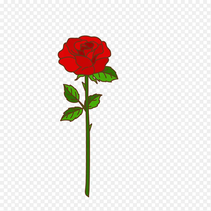 矢量卡通扁平化红色玫瑰花