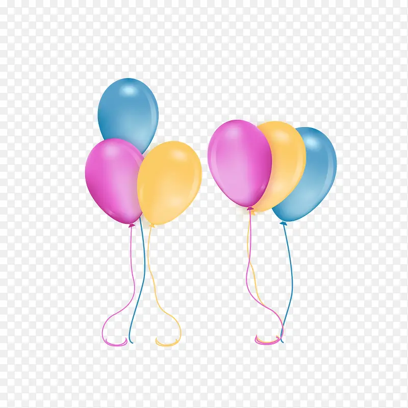 生日聚会装饰彩色气球矢量png
