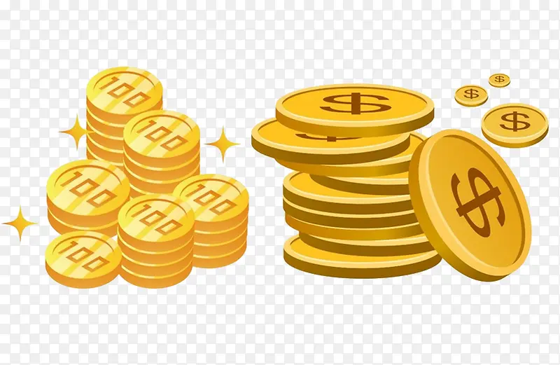 带美元符号100的金币
