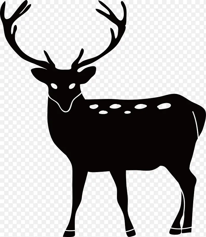 扁平化黑色的小鹿剪影矢量素材