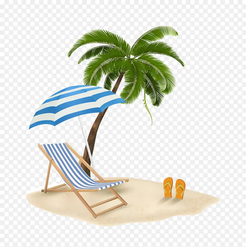 沙滩椅子椰树