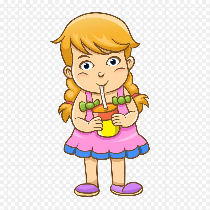 卡通喝饮料的儿童人物PNG图片素材下载_图片编号yvjjlavy-免抠素材网