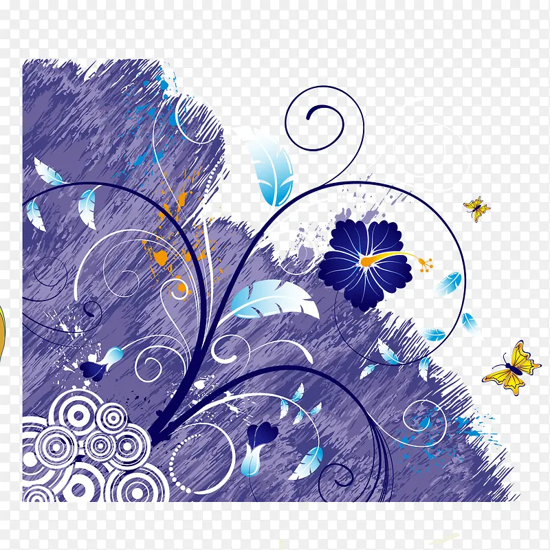 紫色手绘缠绕的花藤矢量素材