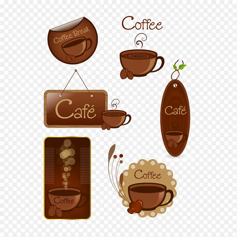 咖啡 标签 吊牌 矢量图