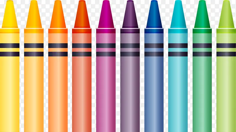 开学季一排多彩蜡笔