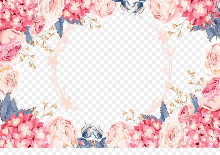 粉色浪漫花朵背景边框