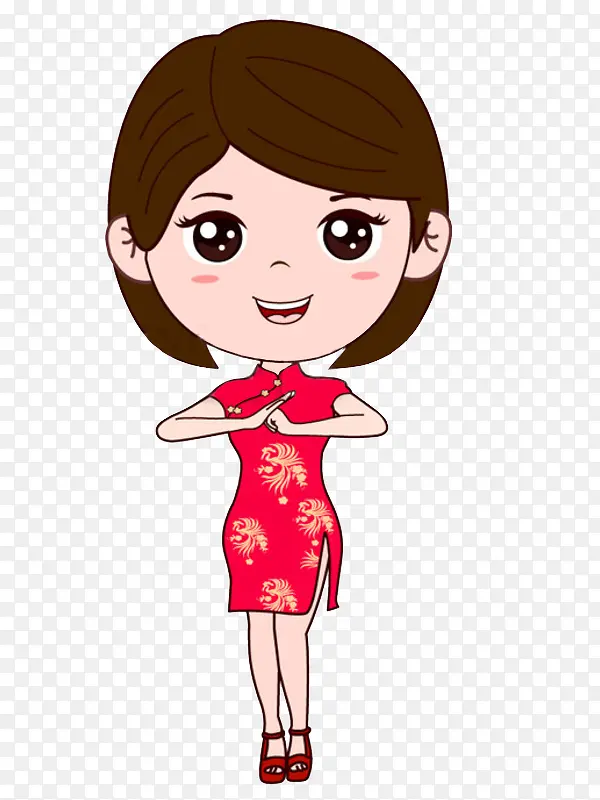 中国风拜年女人免抠图