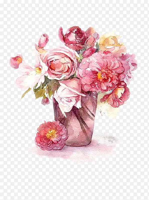 水墨画 花瓶与花