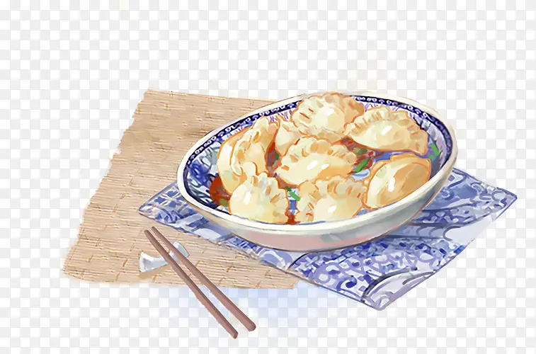 手绘水彩插画春节过年饺子插图