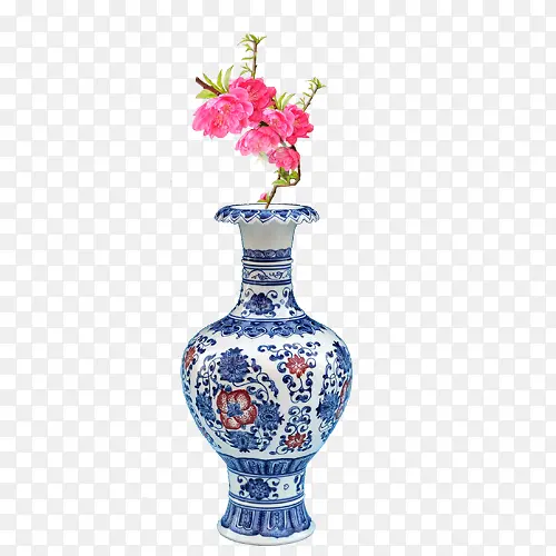景德镇青花瓷插花艺术品