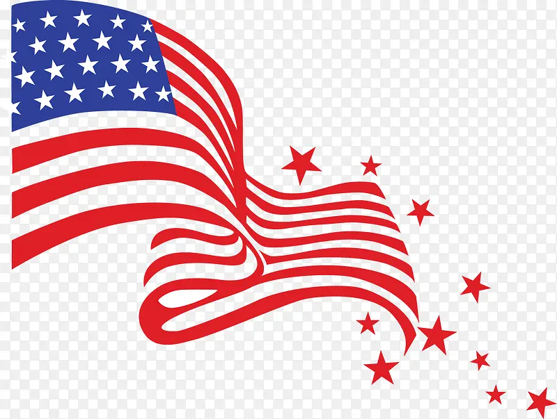 S状飘动的美国旗帜