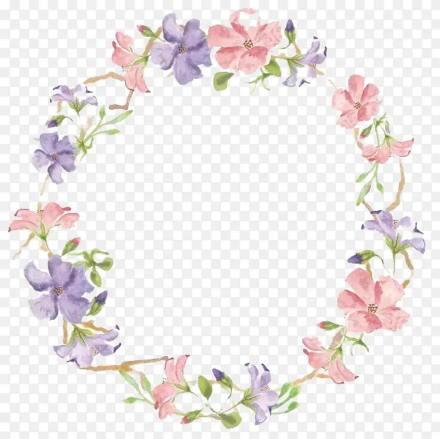 手绘花环素材