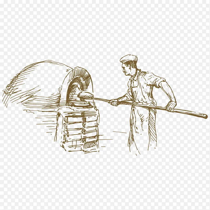 素描 男人干活