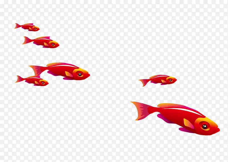 红色矢量成群小鱼
