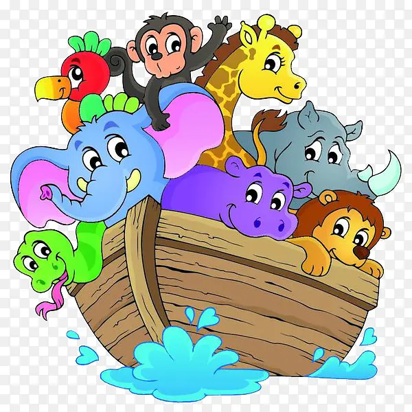 木船上的各种动物