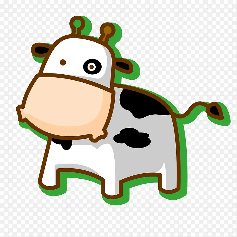 卡通奶牛动物贴纸设计