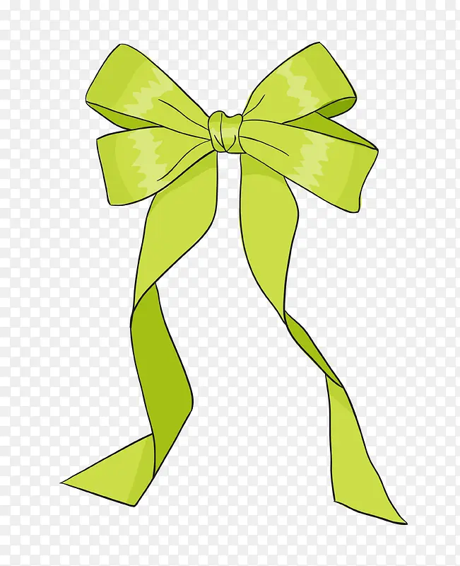 手绘绿色蝴蝶结装饰丝带