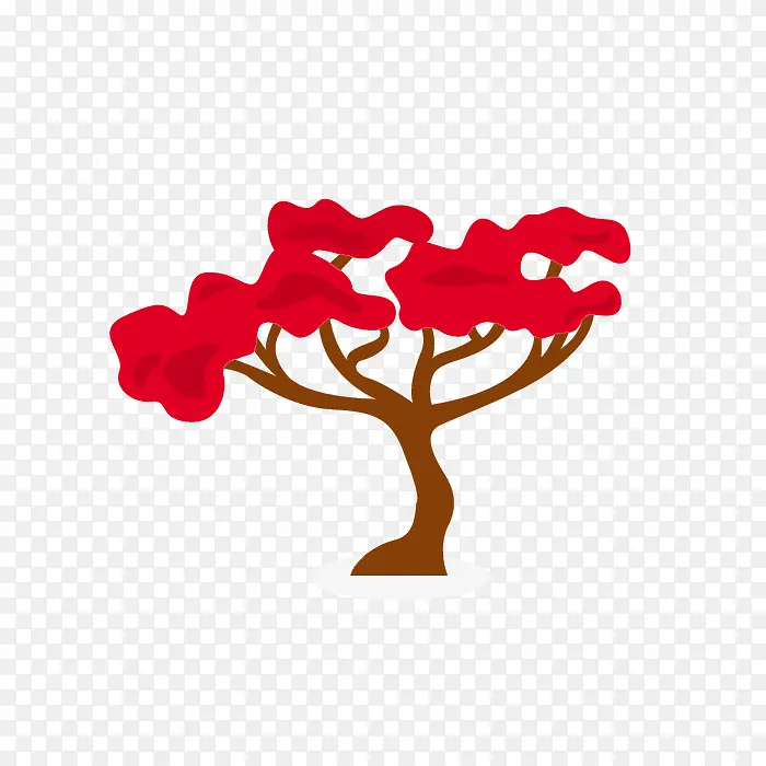 红色简洁树木卡通