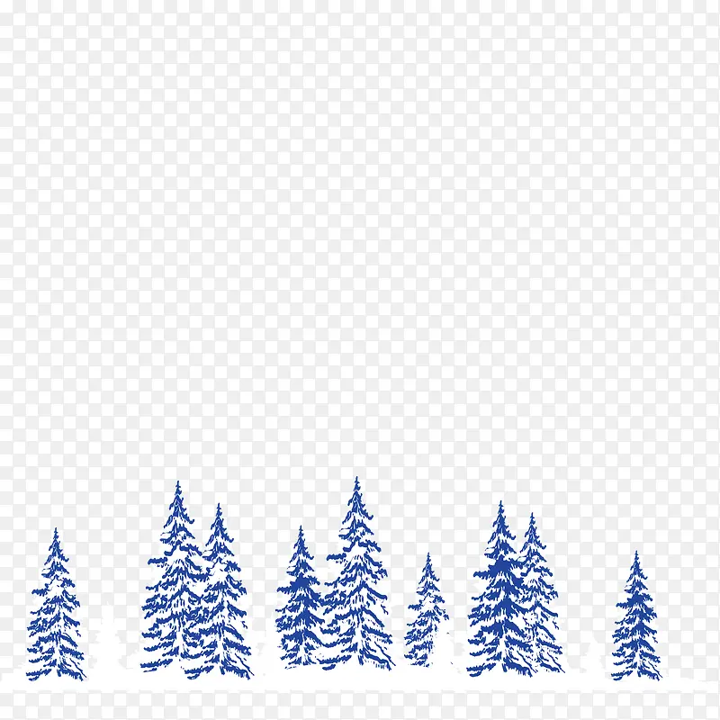 深冬蓝色森林雪树