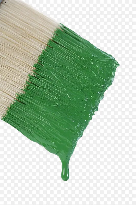 油漆刷上的绿色油漆