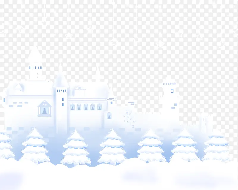 冬季森林中的白色城堡背景