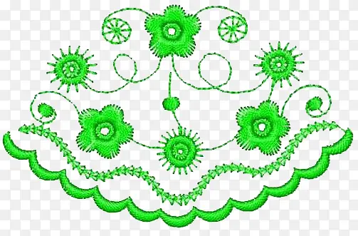 绿色绣花艺术装饰纹样