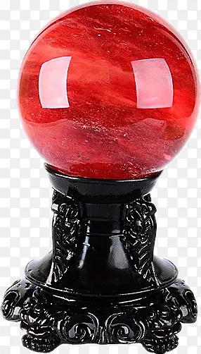 红水晶球摆件