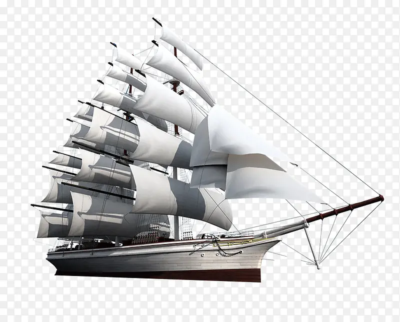 创意合成白色的军舰模型