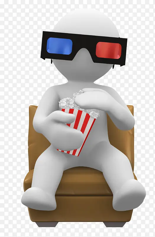 高清3D白色看电影的人PNG