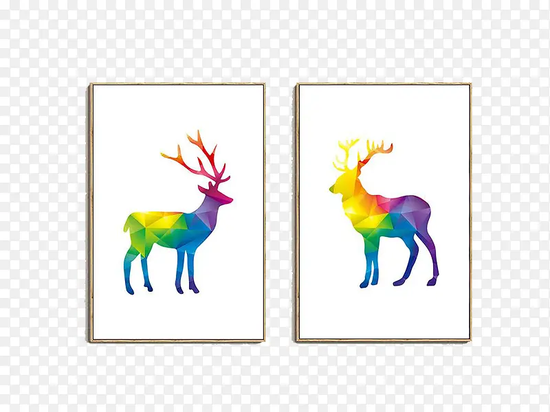 彩色麋鹿家具装饰画