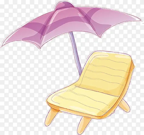 紫色伞沙滩椅