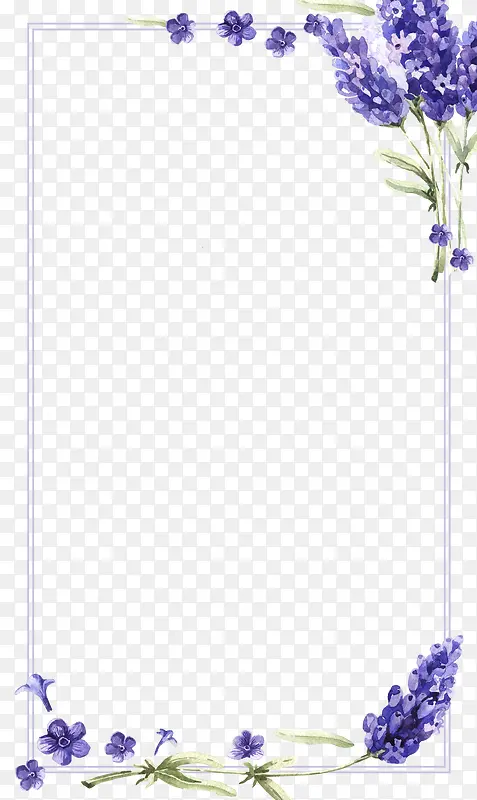 手绘长方形框紫色花边