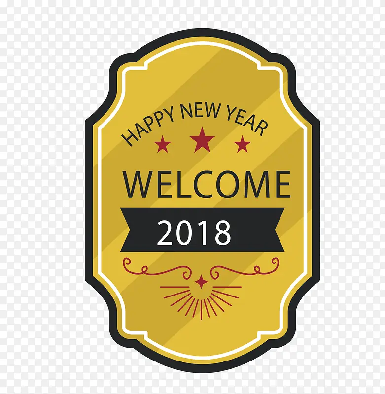 金色不规则新年标签