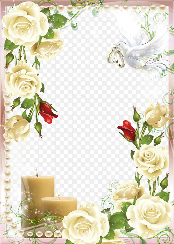 白色玫瑰花相框