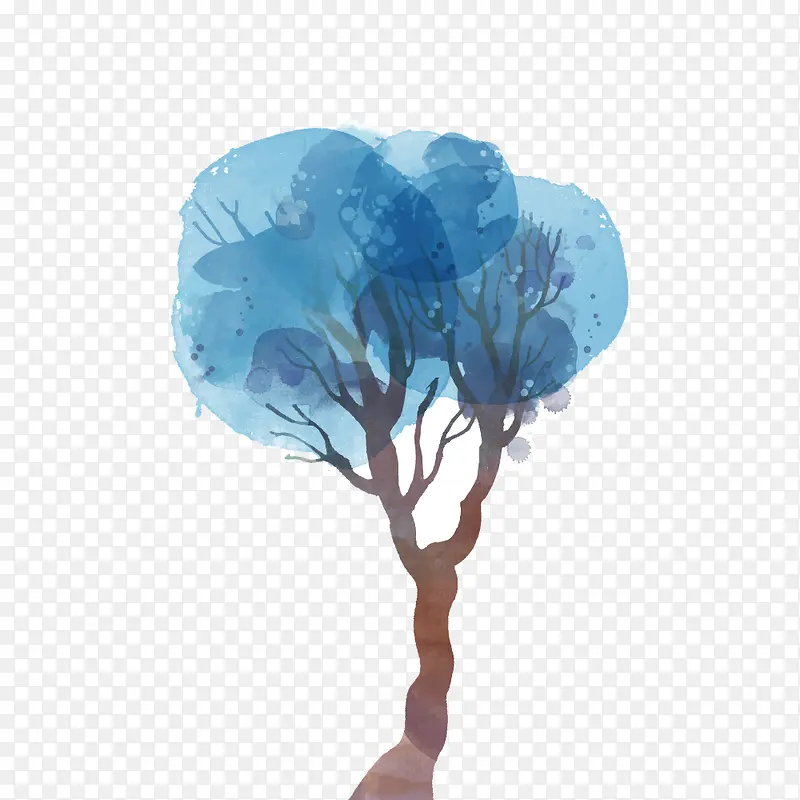 手绘水彩树木