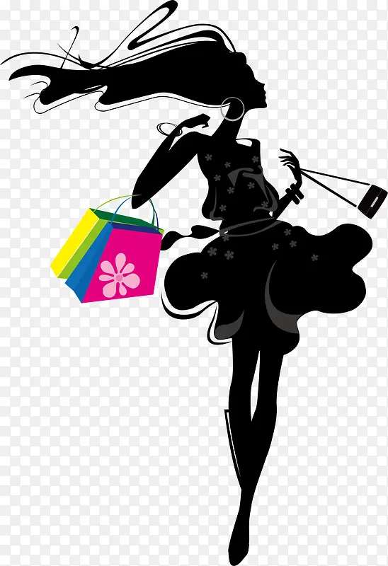 黑色购物女孩