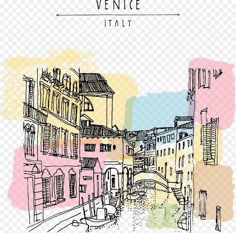 矢量威尼斯城市插画