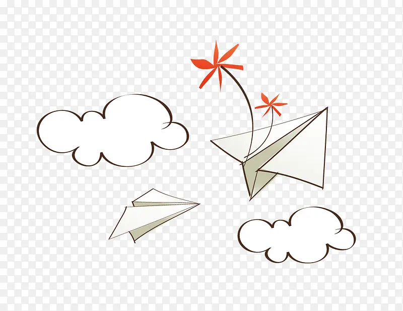 矢量纸飞机云朵卡通素材