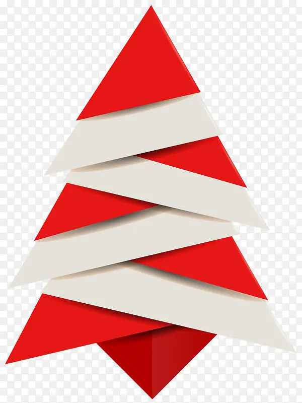红色扁平折纸圣诞树