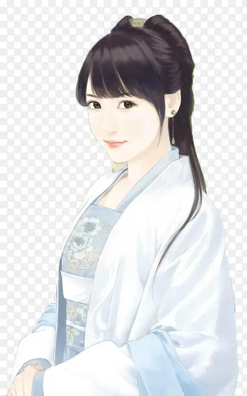 彩绘立绘白衣服淡妆美女