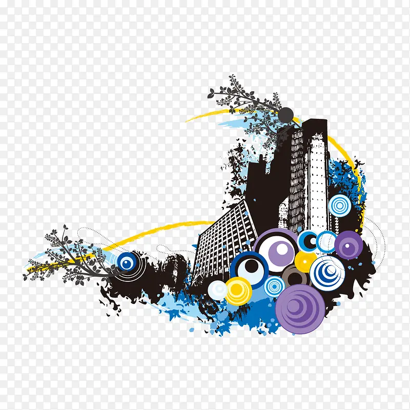 矢量花纹和房子